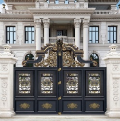 Villa Garden Steel Casement Door Retractable Aluminium Metal Gates for Yard Exterior Industrial Chinese Safetyhardware Hotels